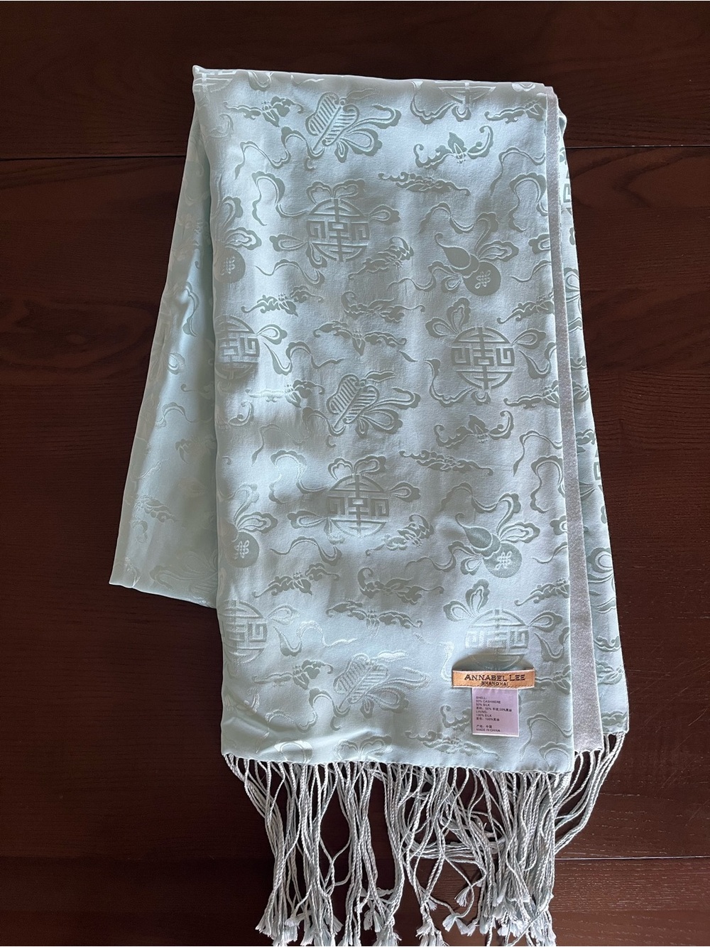 Pure Silk and Cashmere Luxury Shawl / Scarf by Annabel Lee of Shanghai in Aqua